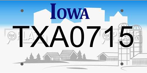 TXA0715 Iowa License Plate