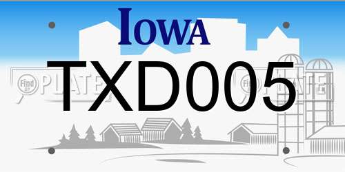 TXD005 Iowa License Plate