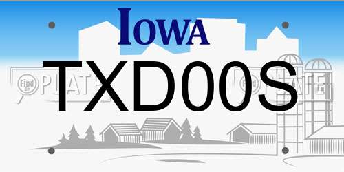 TXD00S Iowa License Plate