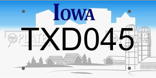 TXD045 Iowa License Plate