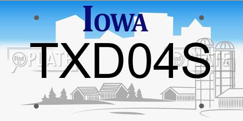 TXD04S Iowa License Plate