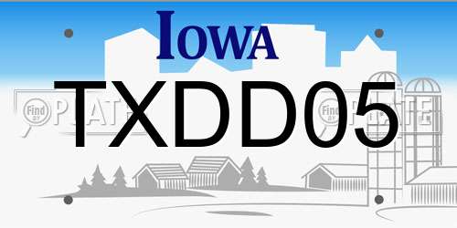 TXDD05 Iowa License Plate