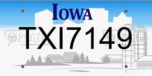 TXI7149 Iowa License Plate