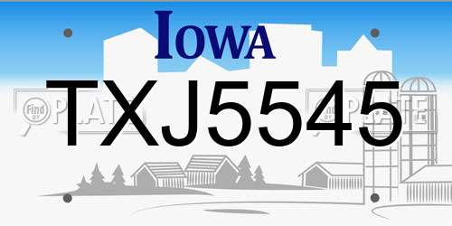 TXJ5545 Iowa License Plate