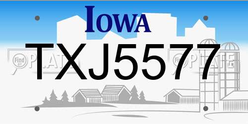 TXJ5577 Iowa License Plate