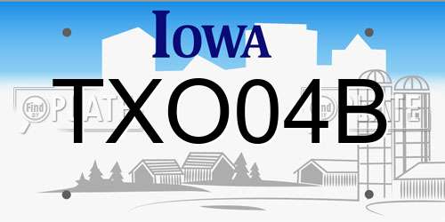 TXO04B Iowa License Plate