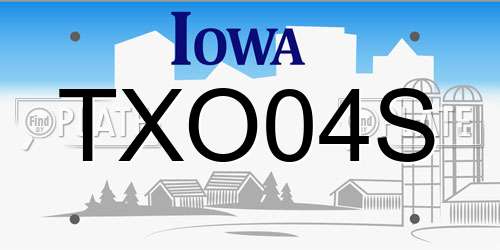 TXO04S Iowa License Plate