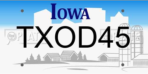 TXOD45 Iowa License Plate