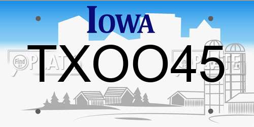 TXOO45 Iowa License Plate