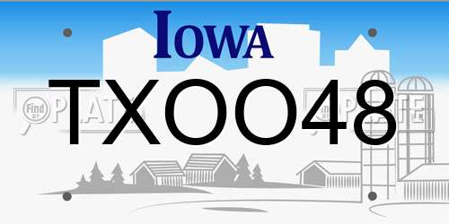 TXOO48 Iowa License Plate
