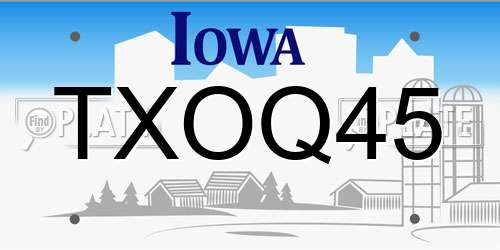 TXOQ45 Iowa License Plate