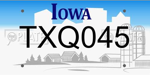 TXQ045 Iowa License Plate