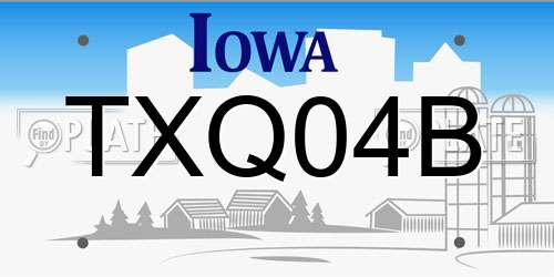 TXQ04B Iowa License Plate