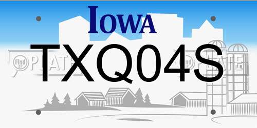 TXQ04S Iowa License Plate