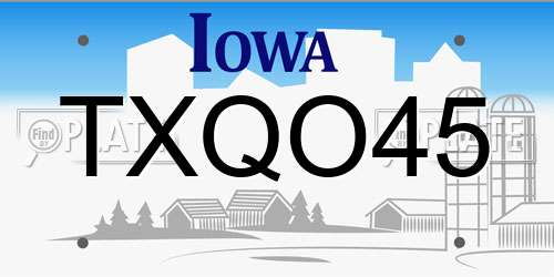 TXQO45 Iowa License Plate
