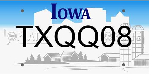 TXQQ08 Iowa License Plate