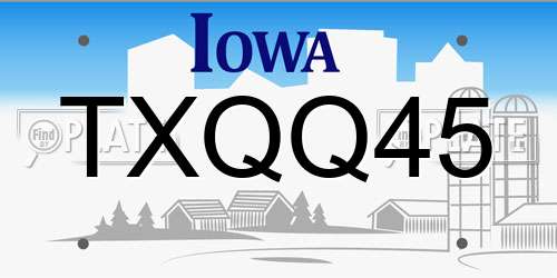 TXQQ45 Iowa License Plate