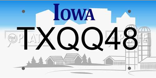 TXQQ48 Iowa License Plate