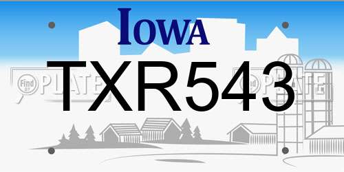 TXR543 Iowa License Plate
