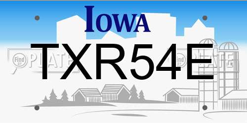 TXR54E Iowa License Plate