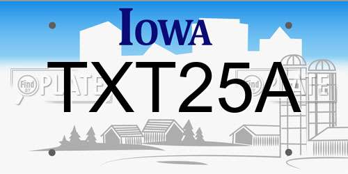 TXT25A Iowa License Plate