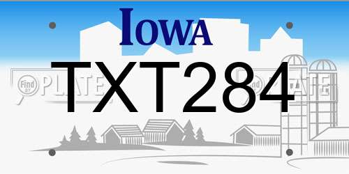 TXT284 Iowa License Plate