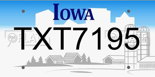 TXT7195 Iowa License Plate
