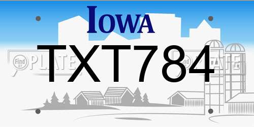 TXT784 Iowa License Plate