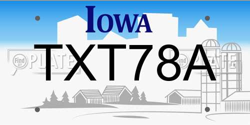 TXT78A Iowa License Plate