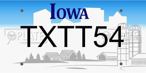 TXTT54 Iowa License Plate