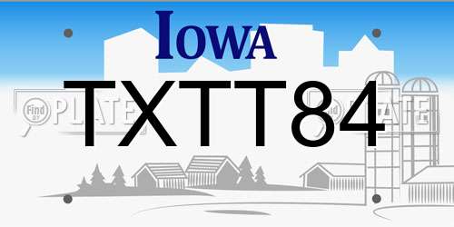 TXTT84 Iowa License Plate