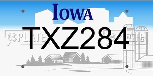 TXZ284 Iowa License Plate