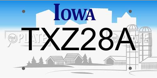 TXZ28A Iowa License Plate