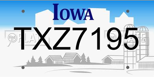TXZ7195 Iowa License Plate