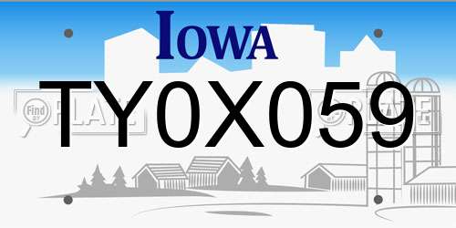 TY0X059 Iowa License Plate