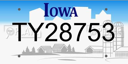 TY28753 Iowa License Plate