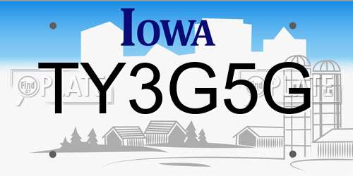 TY3G5G Iowa License Plate