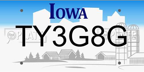 TY3G8G Iowa License Plate