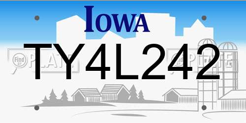 TY4L242 Iowa License Plate