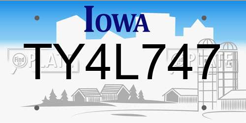 TY4L747 Iowa License Plate