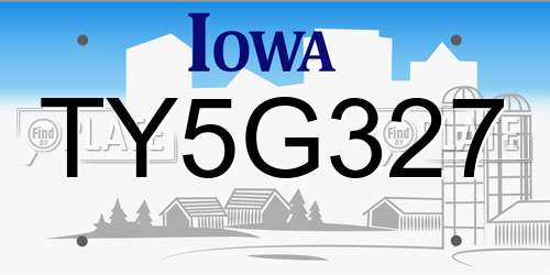 TY5G327 Iowa License Plate