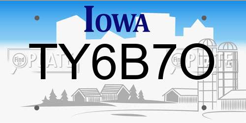TY6B7O Iowa License Plate