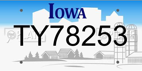 TY78253 Iowa License Plate