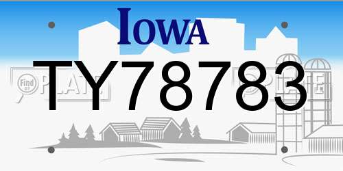 TY78783 Iowa License Plate