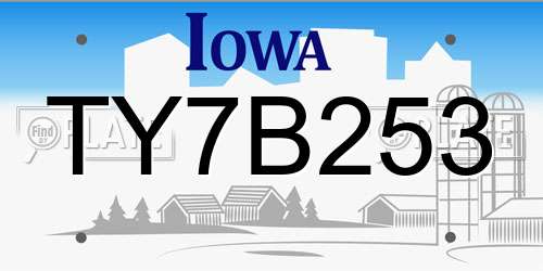 TY7B253 Iowa License Plate