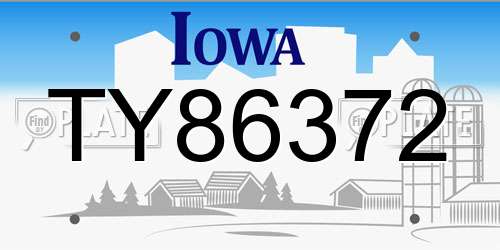 TY86372 Iowa License Plate