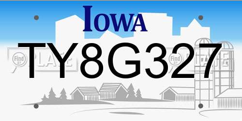 TY8G327 Iowa License Plate
