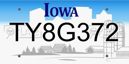 TY8G372 Iowa License Plate