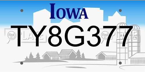 TY8G377 Iowa License Plate