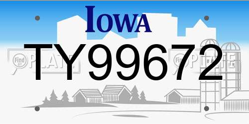 TY99672 Iowa License Plate